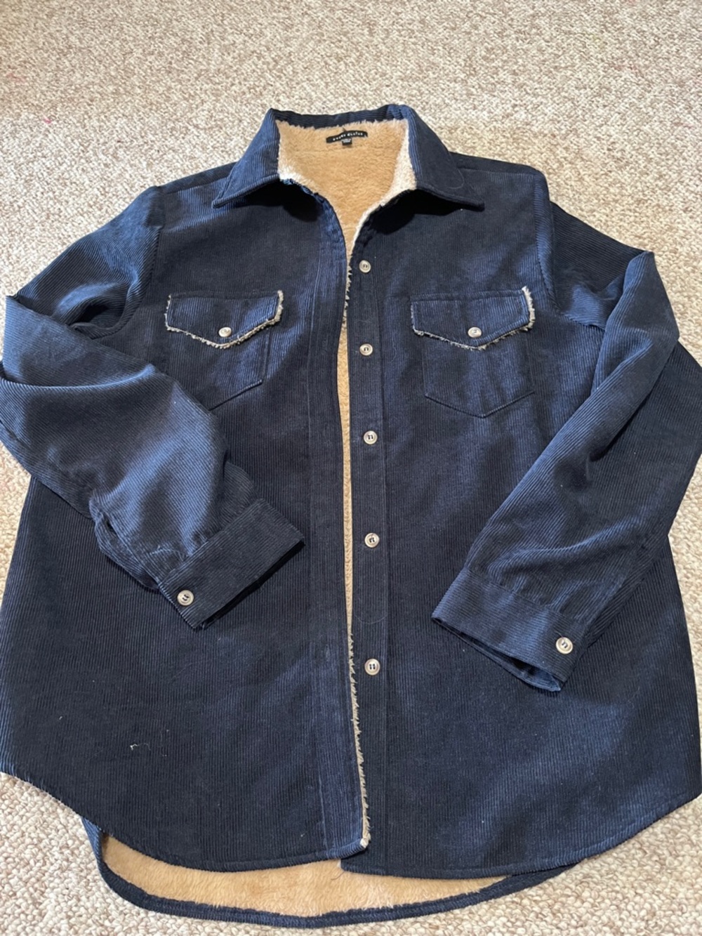 Women’s Navy Corduroy Sherpa-Lined Jacket